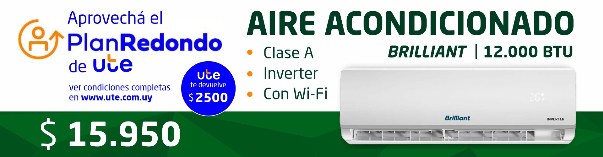 Aire Acondicionado Brilliant 12.000 INVERTER