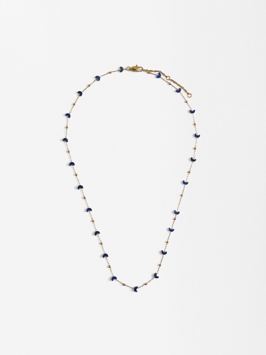 Set Collar Y Pendientes Lunas Y Estrellas - Acero Inoxidable azul