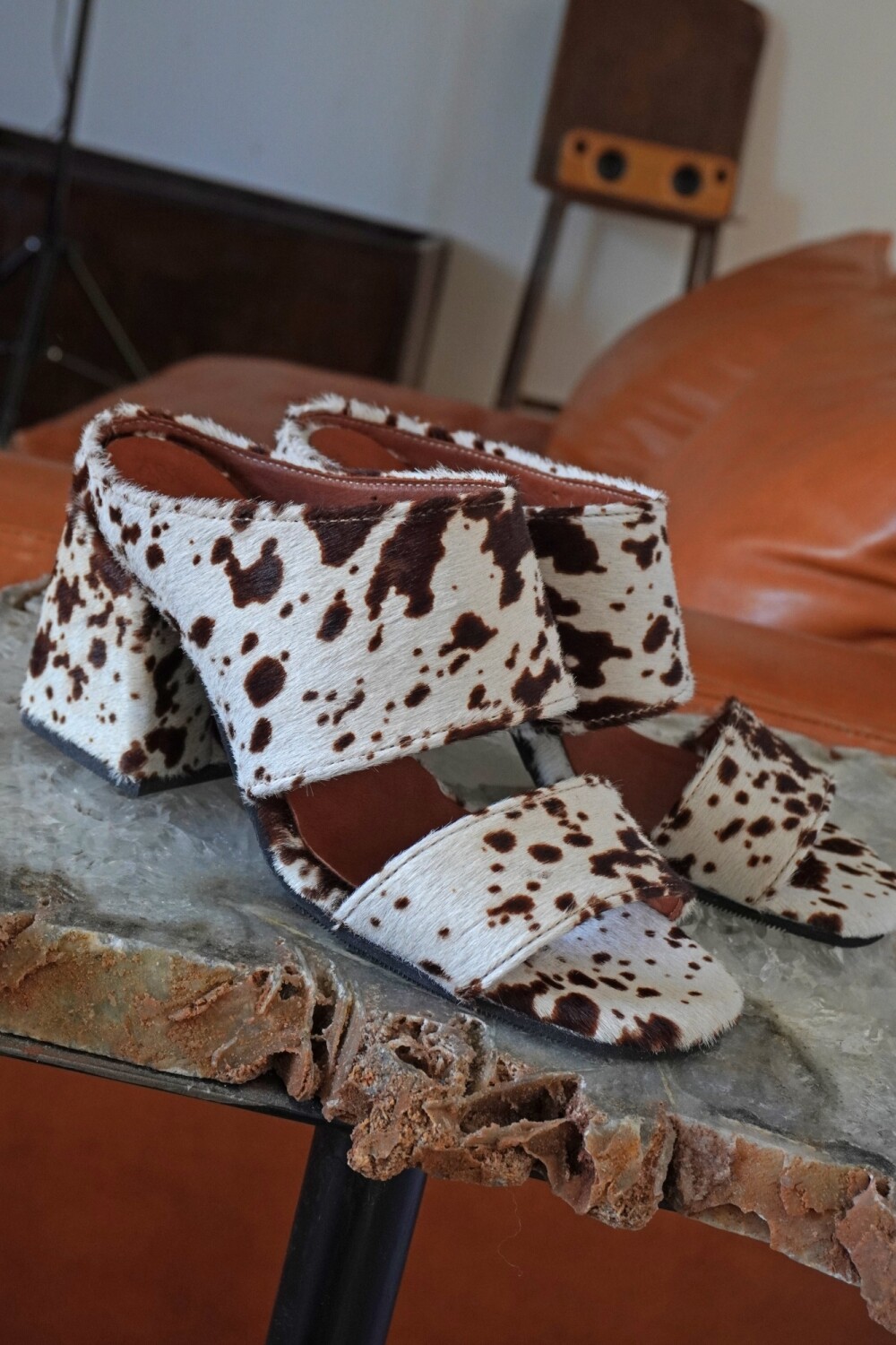 Firework Print Heels Crudo / Chocolate