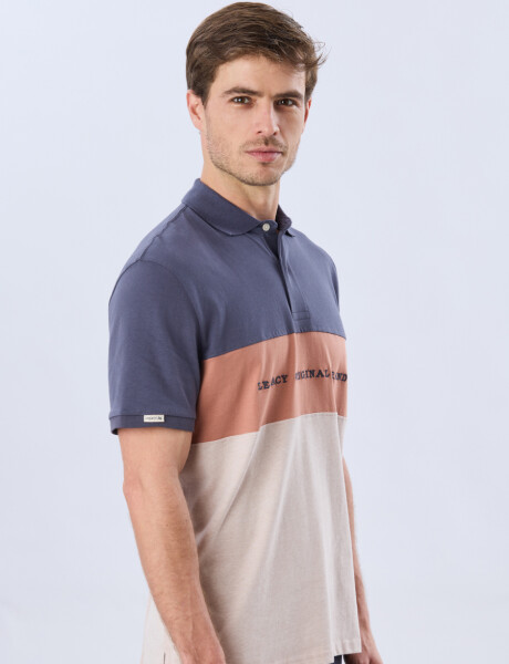 REMERA POLO RAYADA JERSEY Azul Oscuro