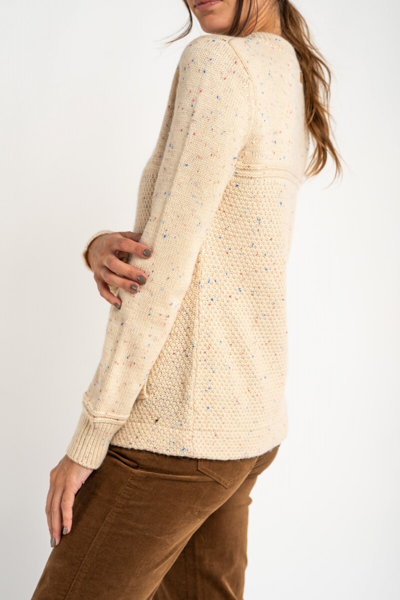 Cardigan Broches Bouttonne Beige Melange