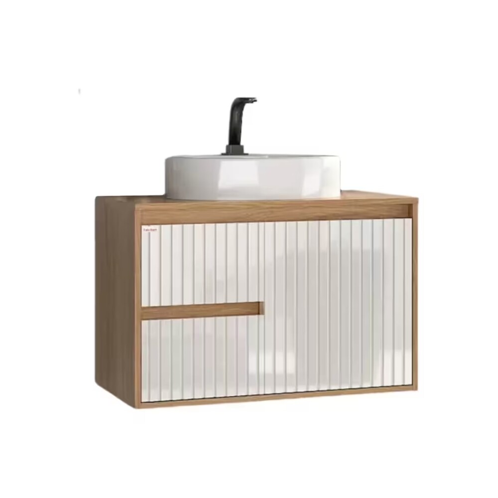 Mueble de baño suspendido Clarice 78 cm Blanco/Catedral con bacha Mueble De Baño Suspendido Clarice 78 Cm Blanco/catedral Con Bacha