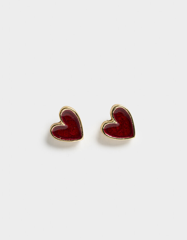 Aros Pasantes Corazón Aro Pasante Con Resina - Dorado