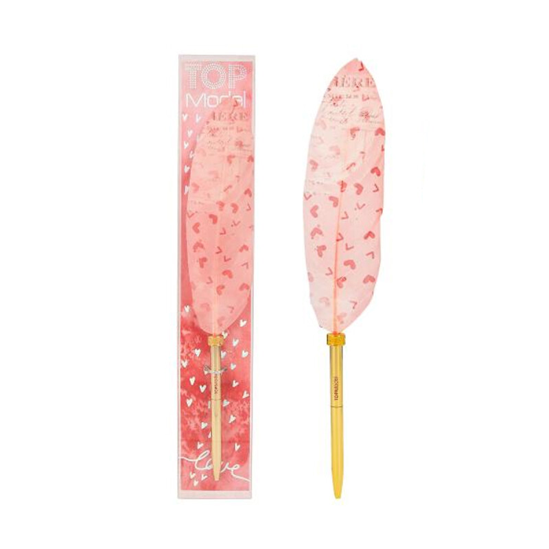 Lapicera Pluma Top Model Rosa Corazones
