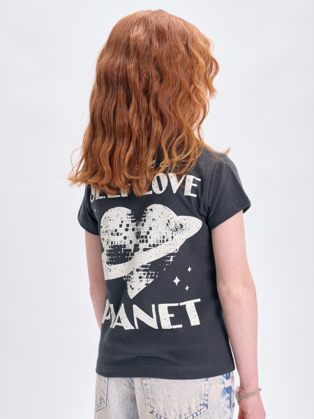 Remera estampa Self Love Gris Oscuro