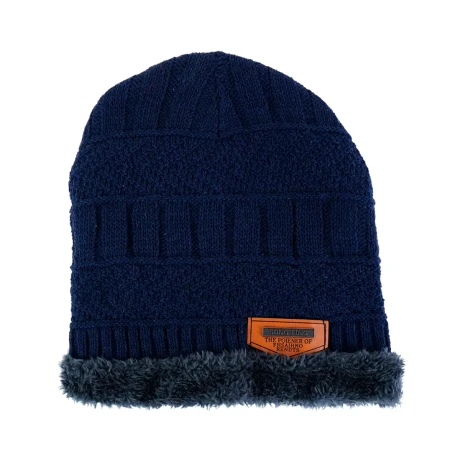 Gorro de lana forrado en piel Gorro de lana forrado en piel