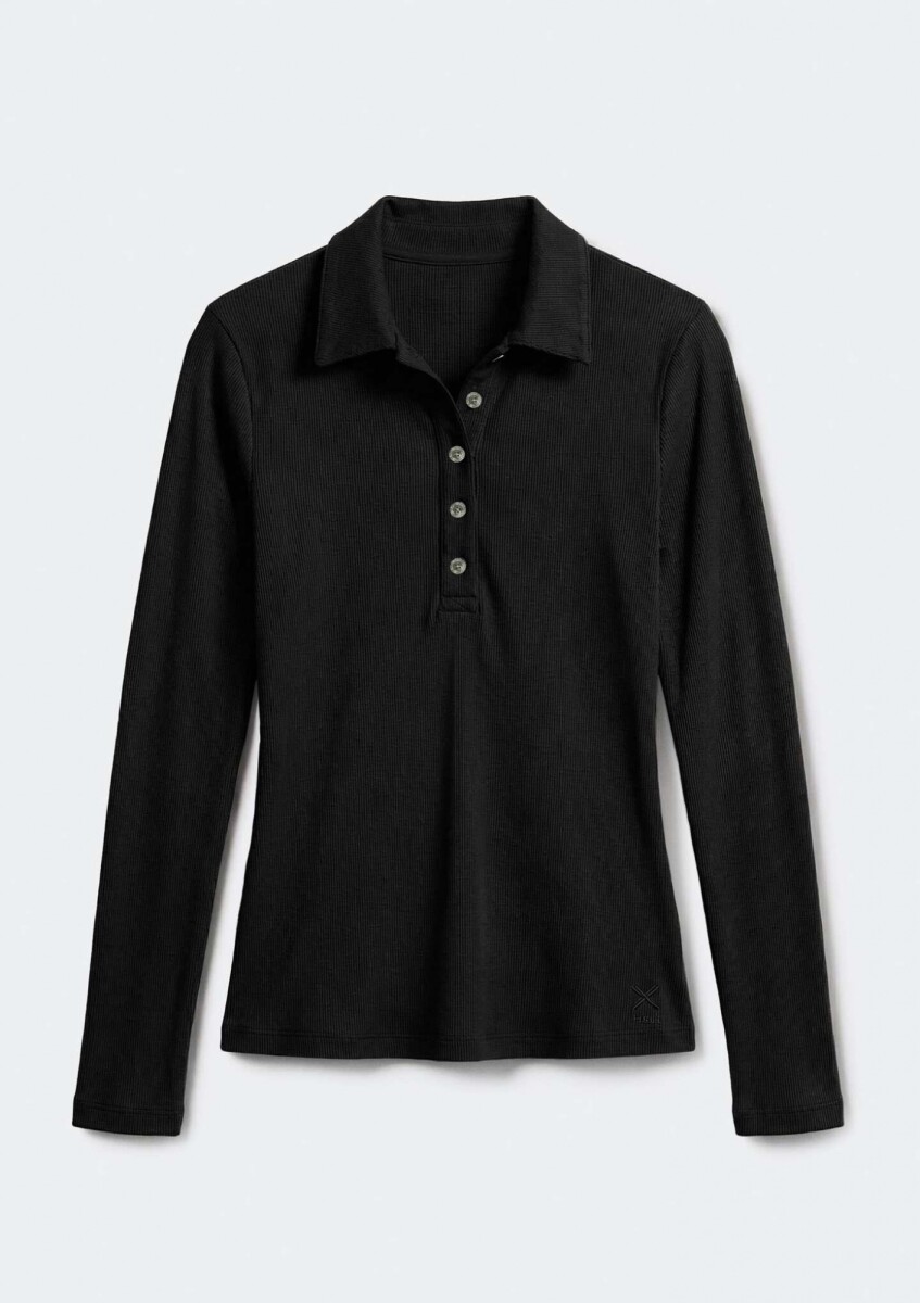 CAMISETA CON CUELLO - NEGRO - NEGRO 