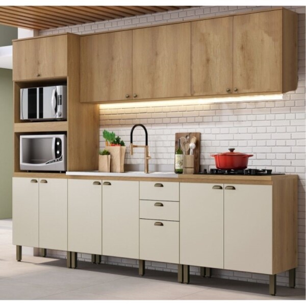 COCINA MODULADA 2,71 MT CAPUCCINO/OFF WHITE - FINESSE COCINA MODULADA 2,71 MT CAPUCCINO/OFF WHITE - FINESSE