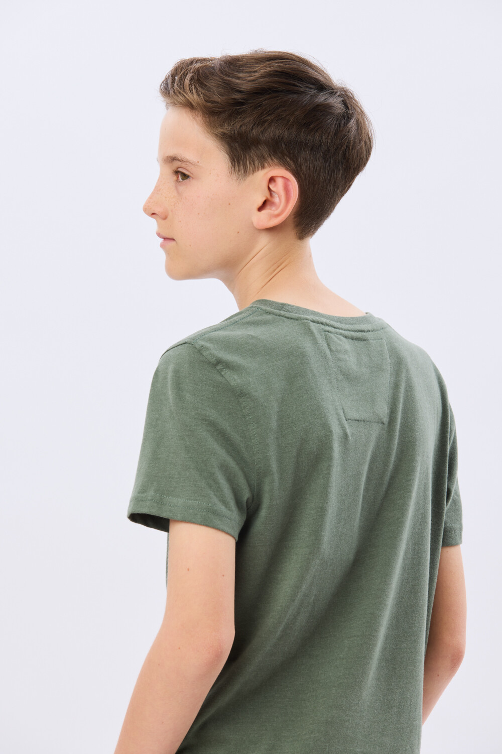 REMERA BÁSICA DE ALGODÓN Verde Melange