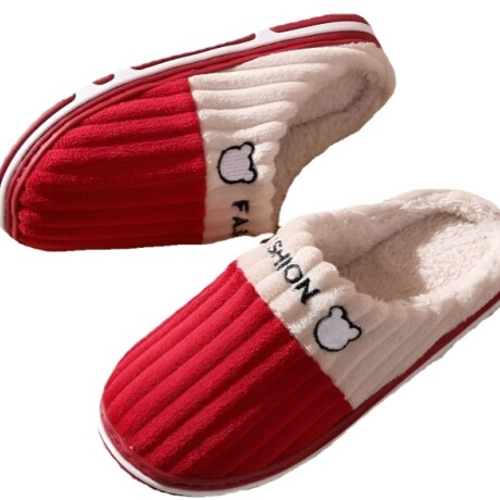 Pantufla de Felpa Super Abrigadas Antideslizante Unisex Rojo