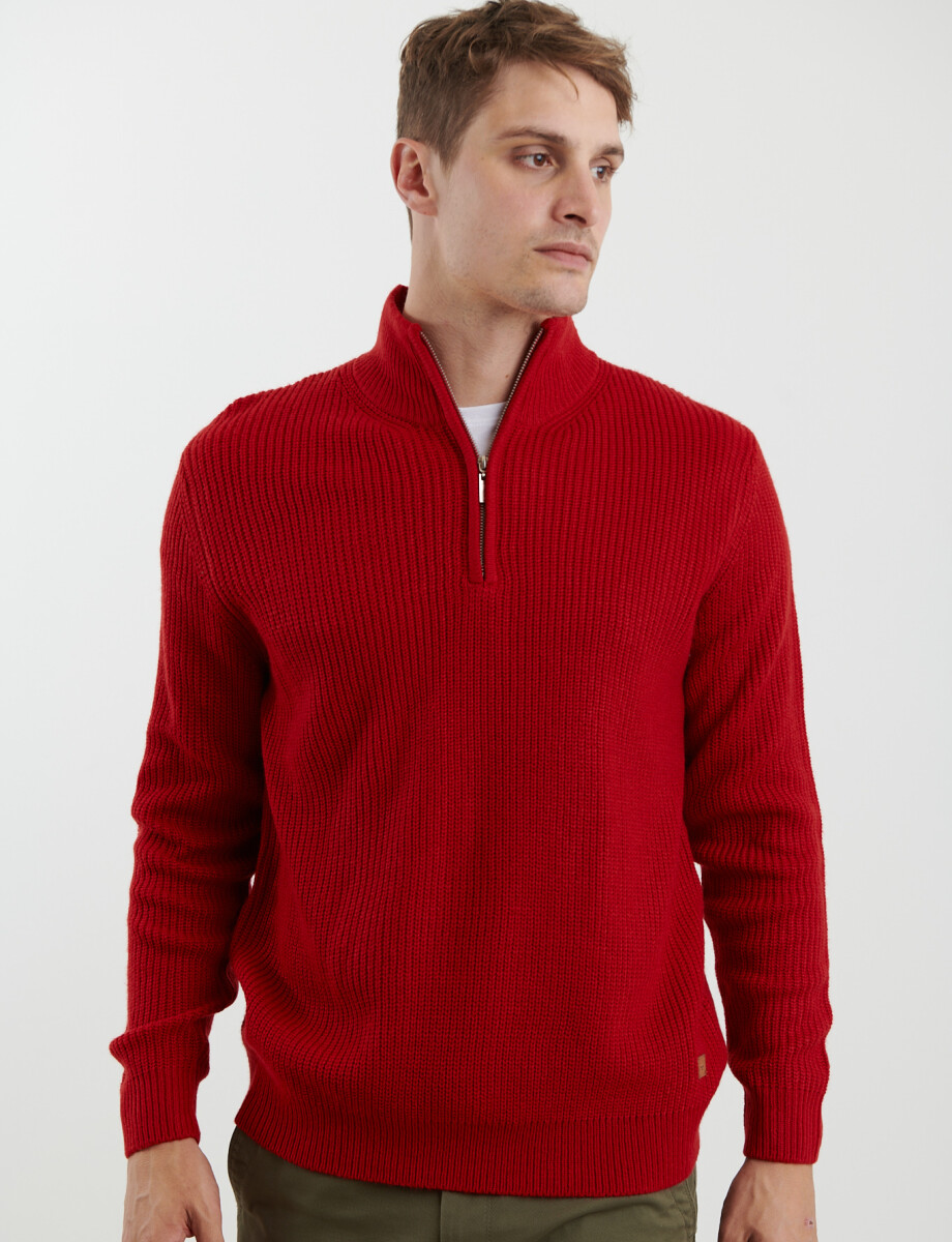 470587 SWEATER PUNTO MEDIO CIERRE HARRY Rojo
