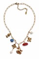 Collar de acero con piedras naturales y dijes dorado