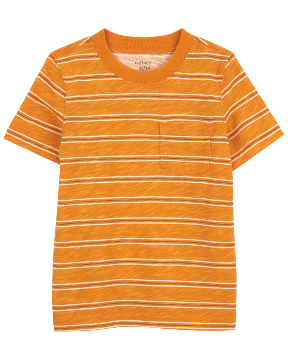 Remera de algodón, manga corta diseño a rayas 