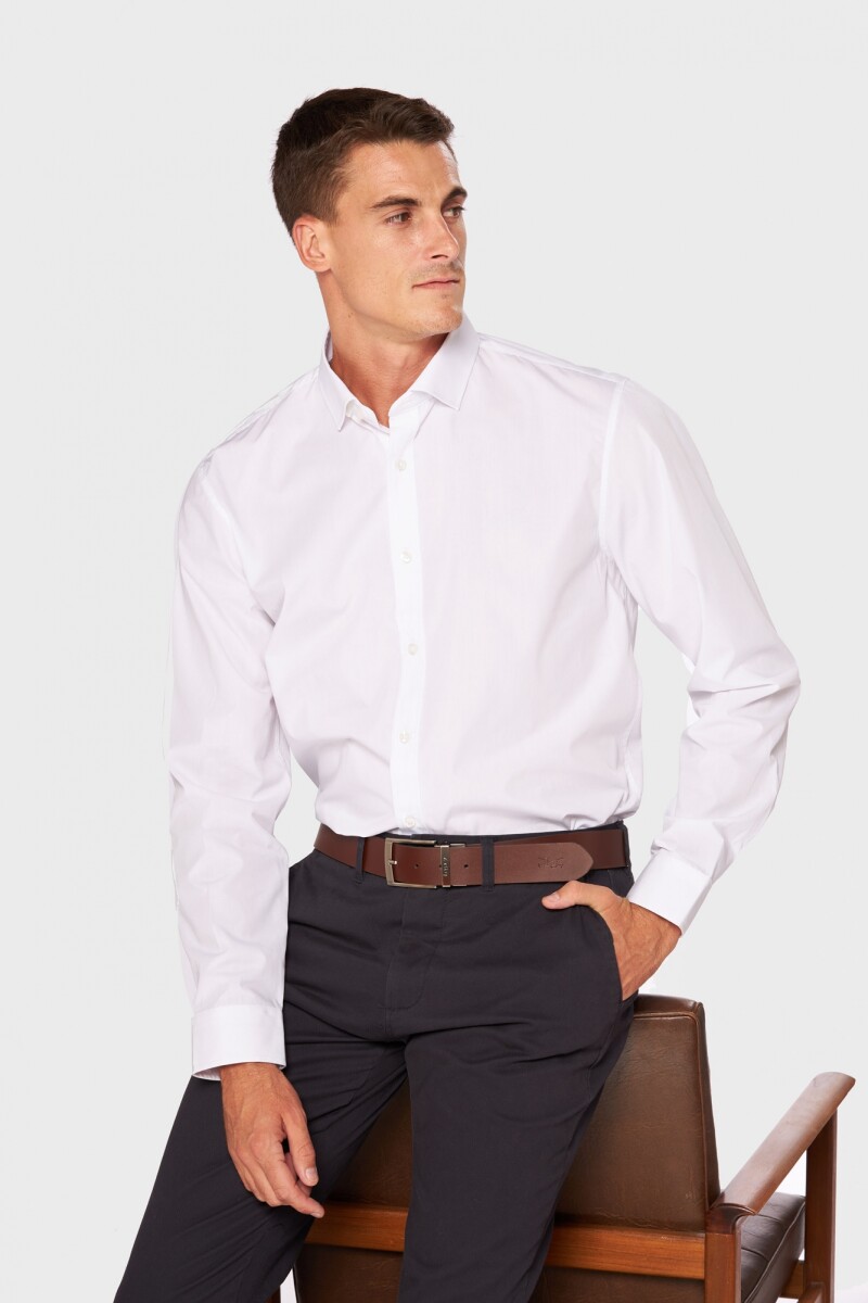 CAMISA LISA ENTALLADA - Blanco 