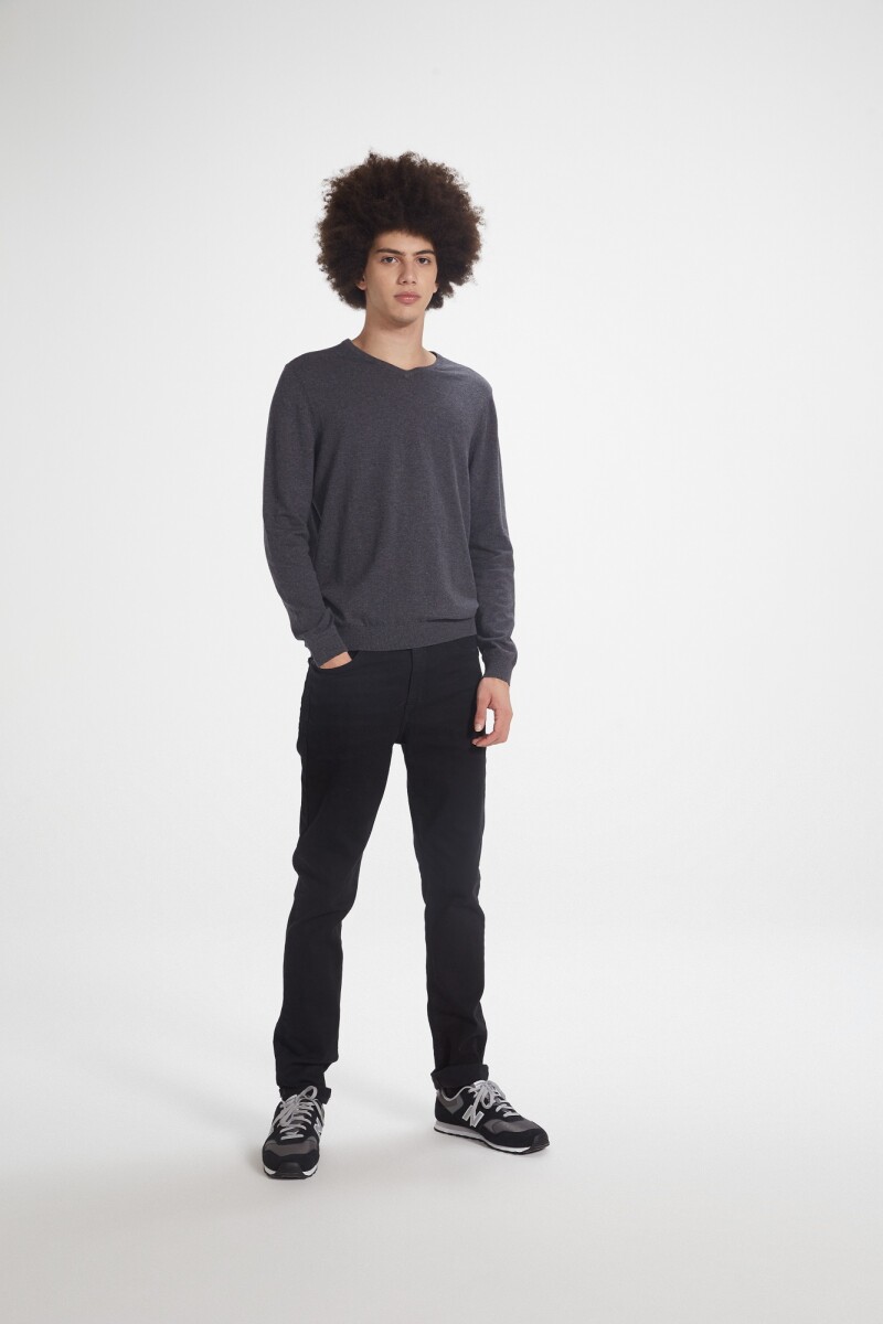 BLUSAO MASCULINO ADULTO (SWEATER) - PRETO MESCLA 