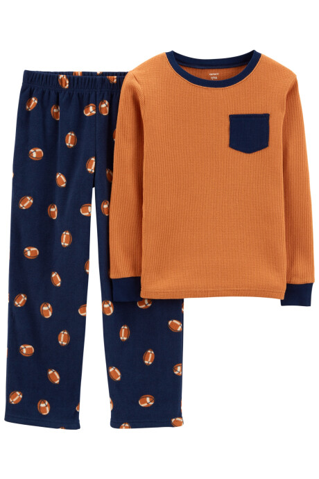 Pijama dos piezas pantalón micropolar y remera algodón, diseño football Sin color