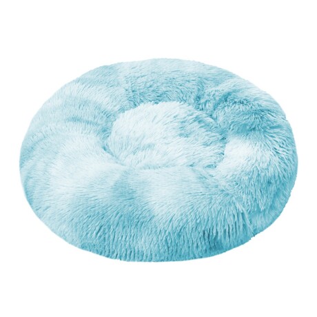 Cama Cucha Puff Redondo 80cm De Felpa P/ Mascotas Perro Gato Celeste