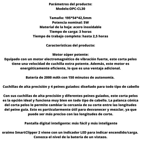 Cortapelo Oraimo OPC-CL30 V01