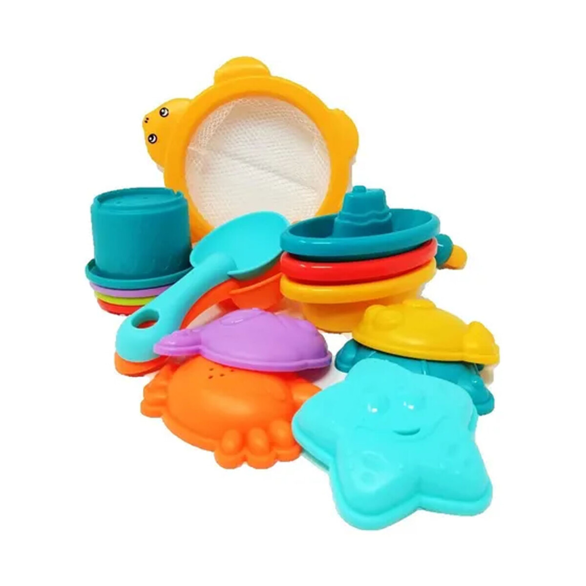 Set de Juguetes para Arena y Agua Incluye Palas Moldes Botes - Multicolor 