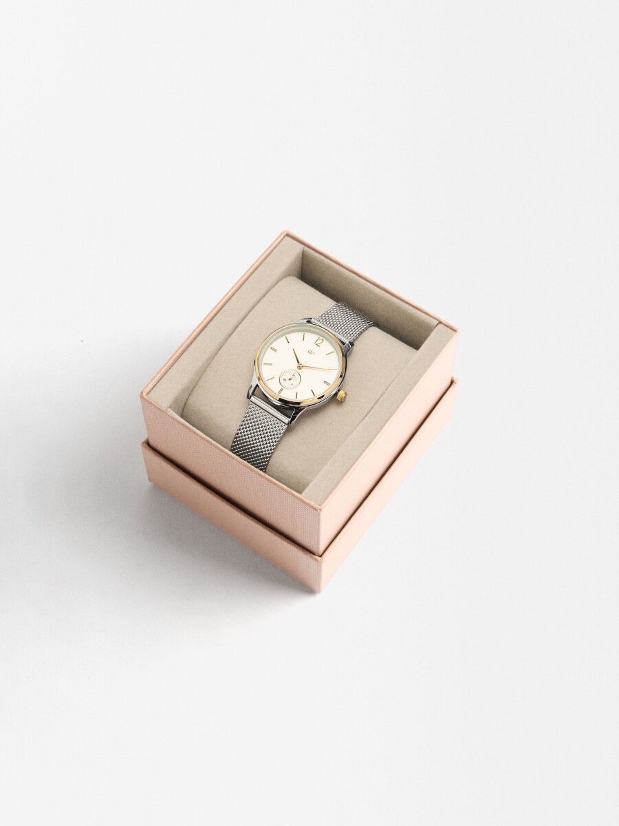 Reloj Pulsera De Malla Metálica De Acero plateado