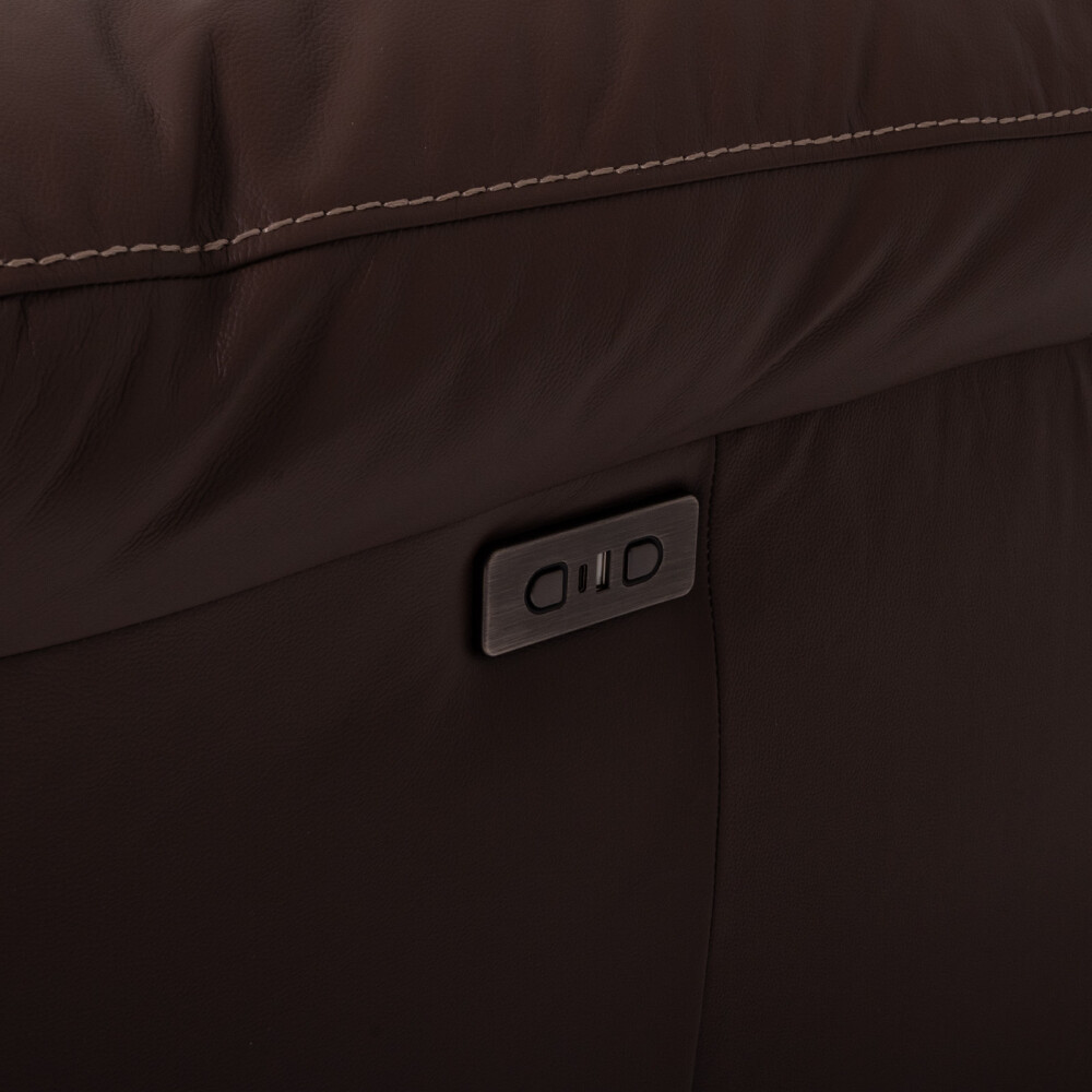 SOFÁ RECLINER 3 CUERPOS CUERO-100-NATURAL MARRON IMPERIAL CHOC.