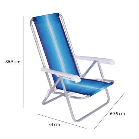 Reposera Silla Reclinable De Playa 4 Posiciones Aluminio Azul/celeste