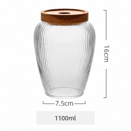 Frasco Organizador de Vidrio con Tapa de Madera 1100ml Frasco Organizador de Vidrio con Tapa de Madera 1100ml
