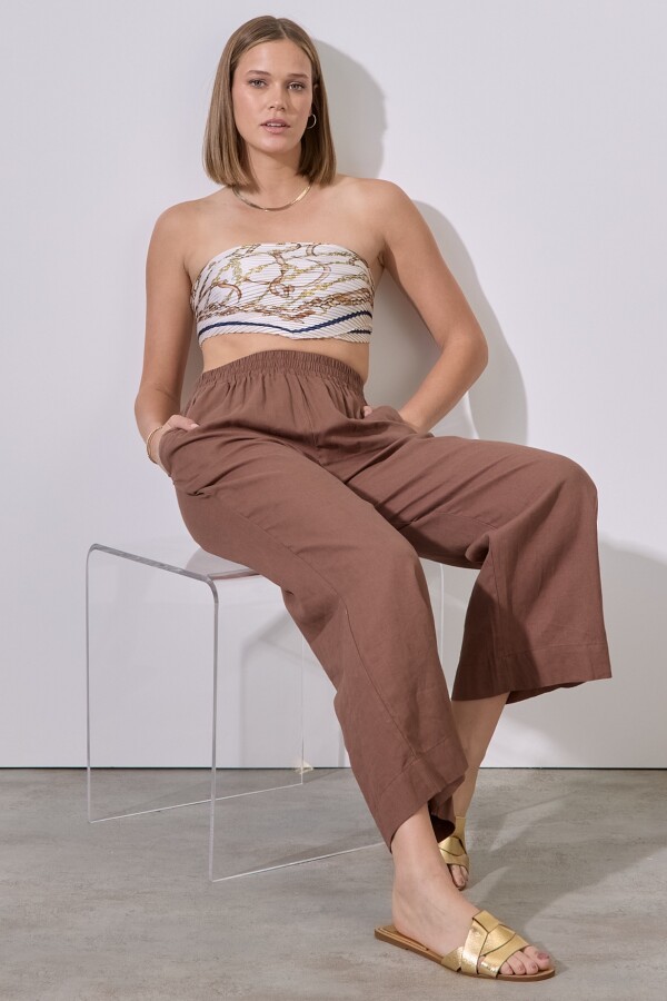 Pantalon Lino MARRON