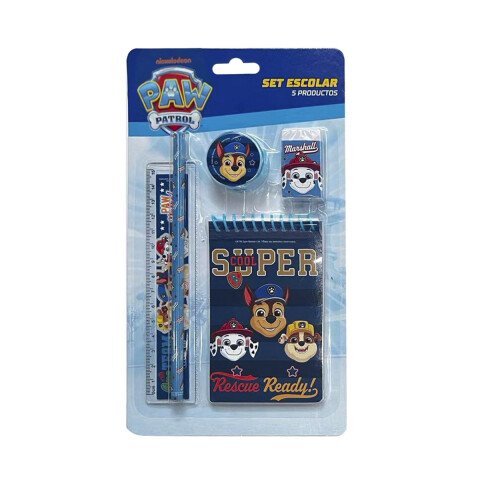 Set x 5 Útiles Escolares con Libreta de Rulo Paw Patrol AZUL