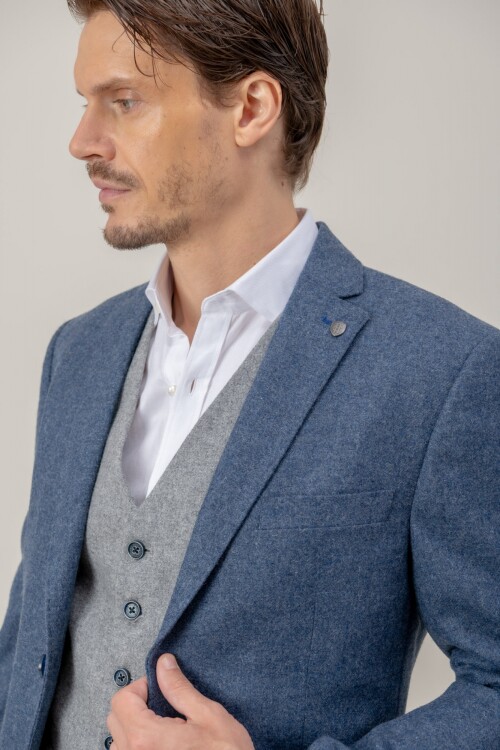 Saco liso Azul piedra