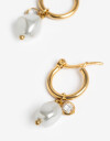 Aros Argollas Perla Argollas De Acero Con Perla - Dorado