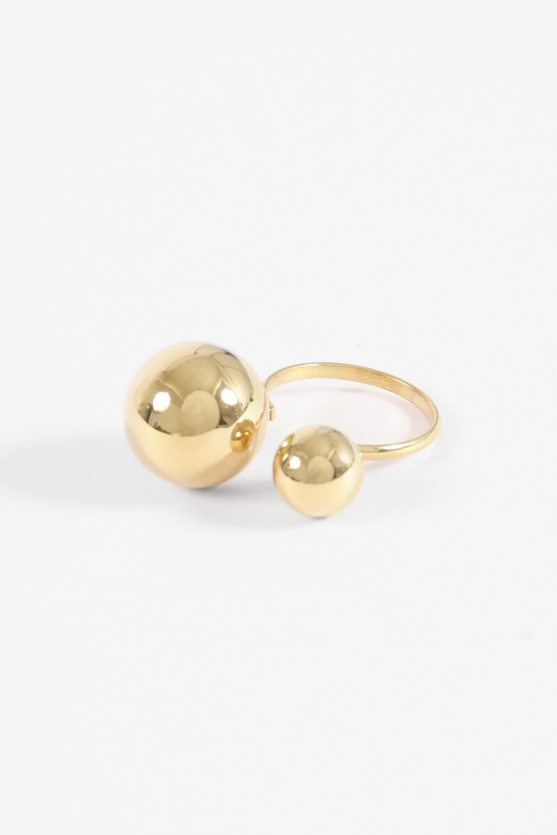 Anillo bolas acero dorado