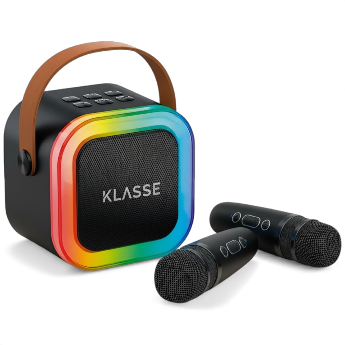 Parlante Bluetooth Klasse Karaoke | 2 micrófonos inalámbricos 