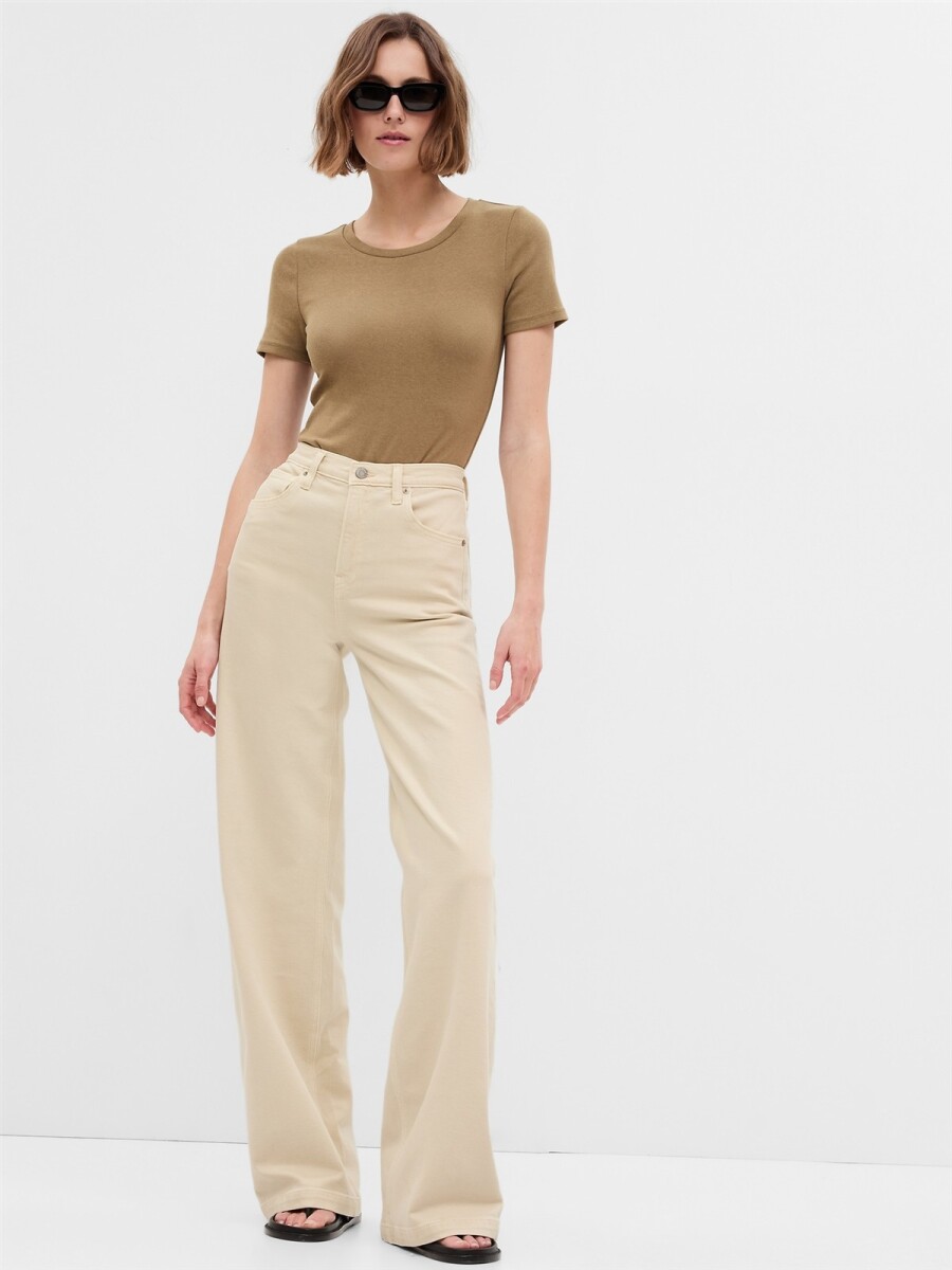 Jean Stride Tiro Alto Mujer - Beach Pebble 