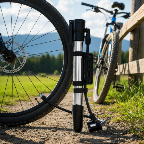 Inflador Manual Bici Pelotas Inflables con Picos Plateado