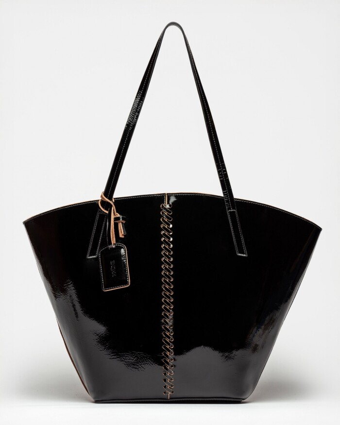 Shopper Neo Craft en cuero charol Negro