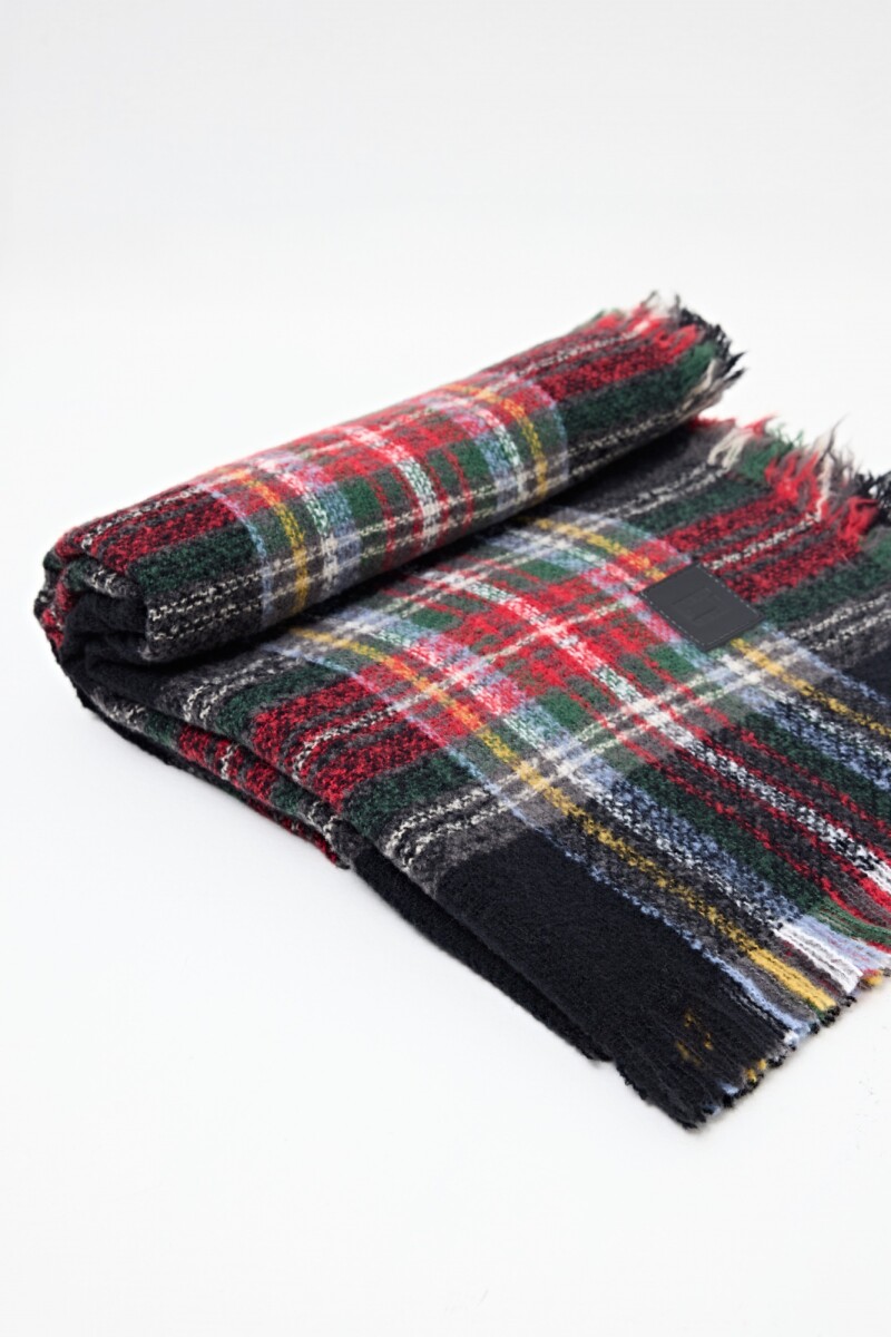 Pashmina a cuadros negro