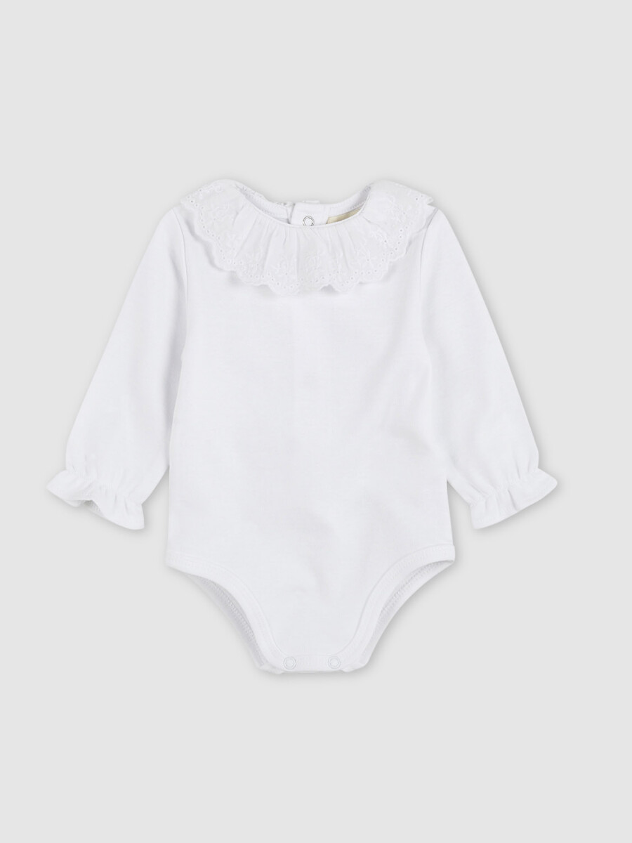 Body Cuello Tira Bordada Blanco