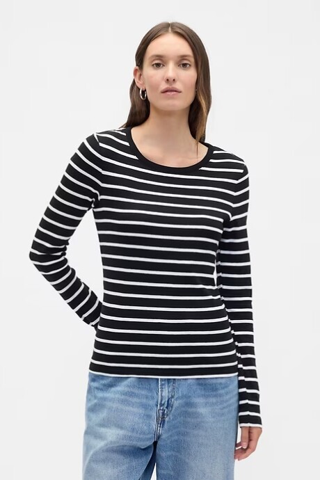Remera A Rayas Mujer Black White Stripe