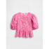 V-W PUFF SLV TOP PINK FLORAL