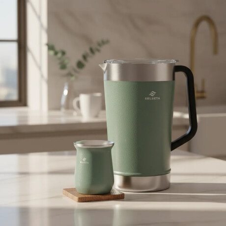 Set Jarra Térmica 1.9Lt + Mate 330Ml Acero Inox Doble Pared Verde