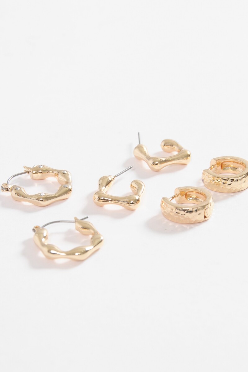 Set de tres aros wavy dorado