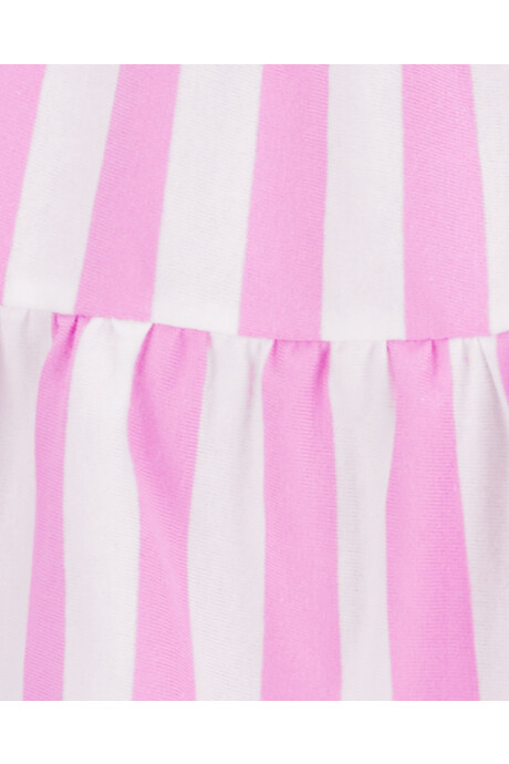 Vestido de algodón escalonado diseño a rayas Sin color