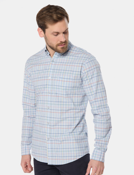 CAMISA A CUADROS Celeste