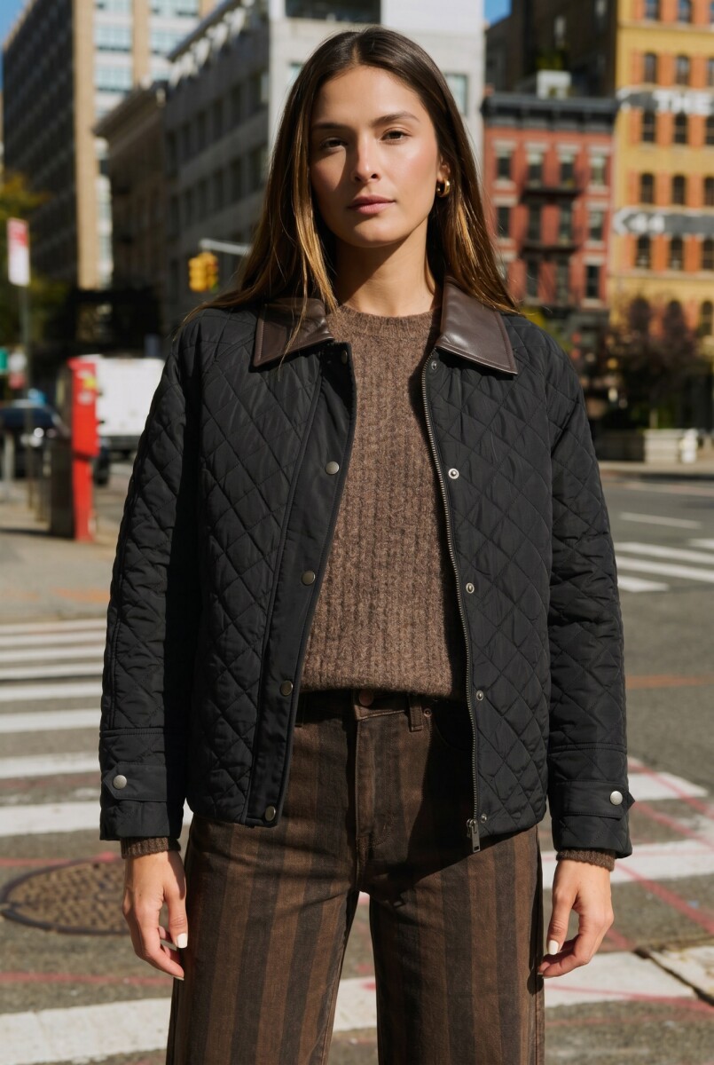 Campera Capitoneada Cuello - Negro 