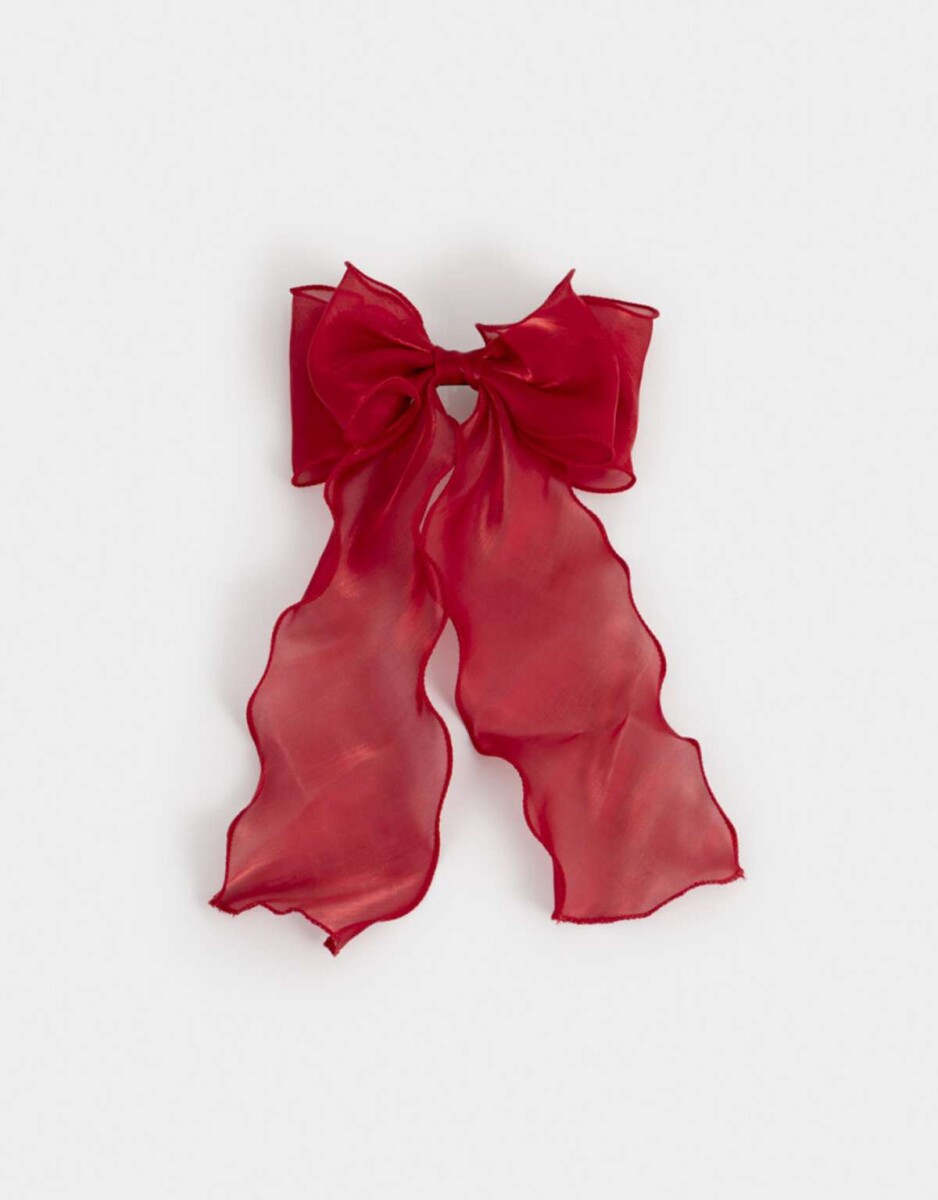 Hebilla Francesa Moño Organza - Rojo Medio 