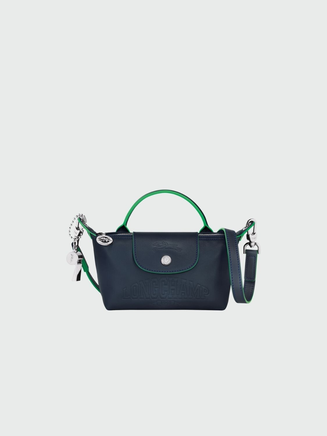 Longchamp- Cartera bandolera de cuero XS, Le pl¡age extra Azul