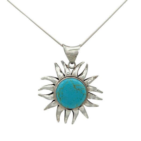 Dije Colgante Sol-Plata 925-Turquesa-CP3817 Conpiedra