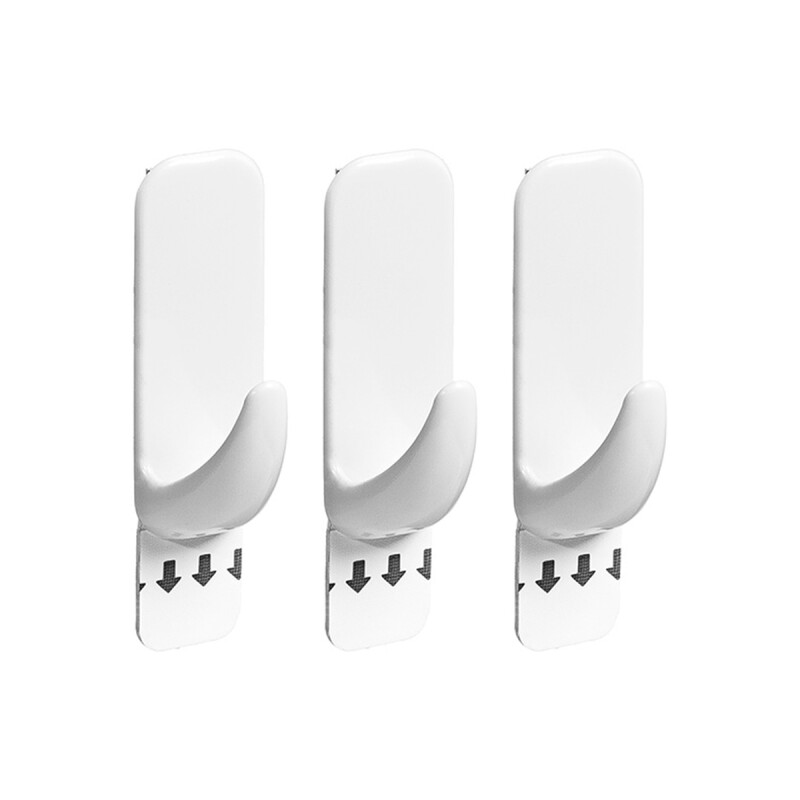 Gancho retangular x3 con adhesivo P BLANCO