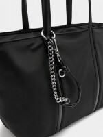 Bolso Shopper De Nylon Con Colgante negro
